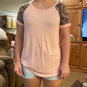 Pink Paisley Sleeve Women's Tunic